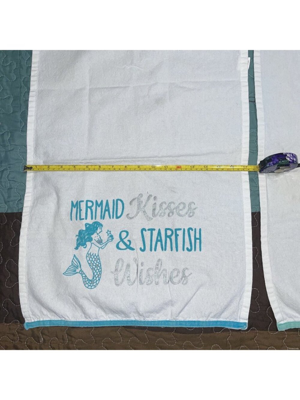 Mermaid Kisses & Starfish Wishes Print Dish Towel - DEI-17x24” 100 % Cotton